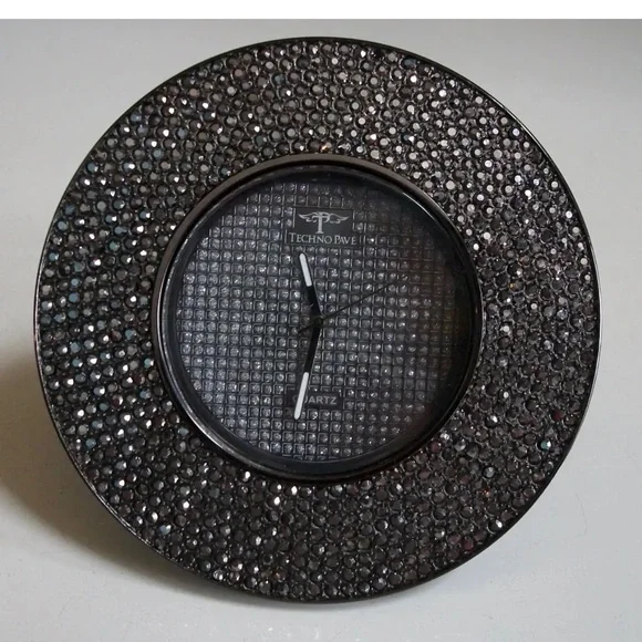 Accessories Mens Row Techno Pave Black Hematite Finish Stone